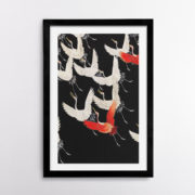 Ιαπωνικός Πίνακας με Σμήνος Γερανών (Από παραδοσιακό Ιαπωνικό Κιμονό Furisode)